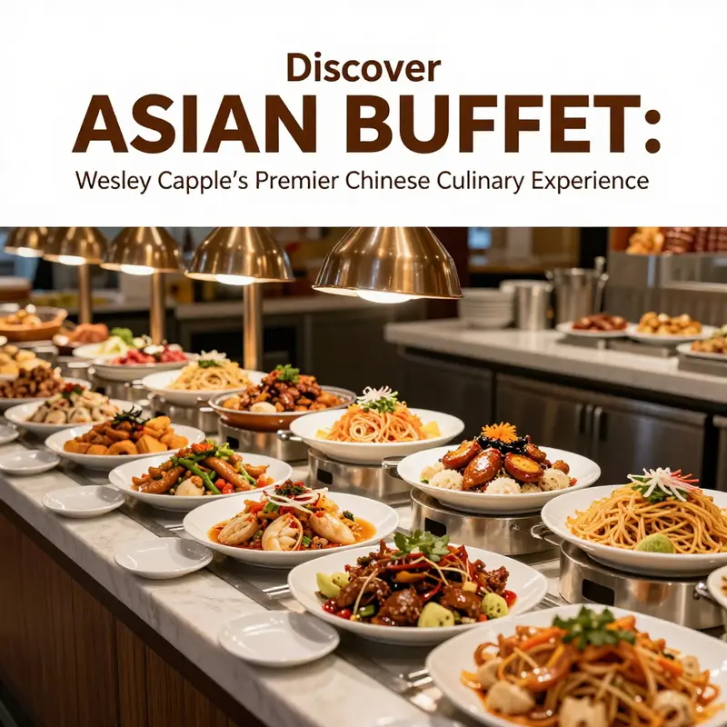 The inviting atmosphere of ASIAN BUFFET, filled with a variety of delicious dishes, creating a feast for the eyes and taste.