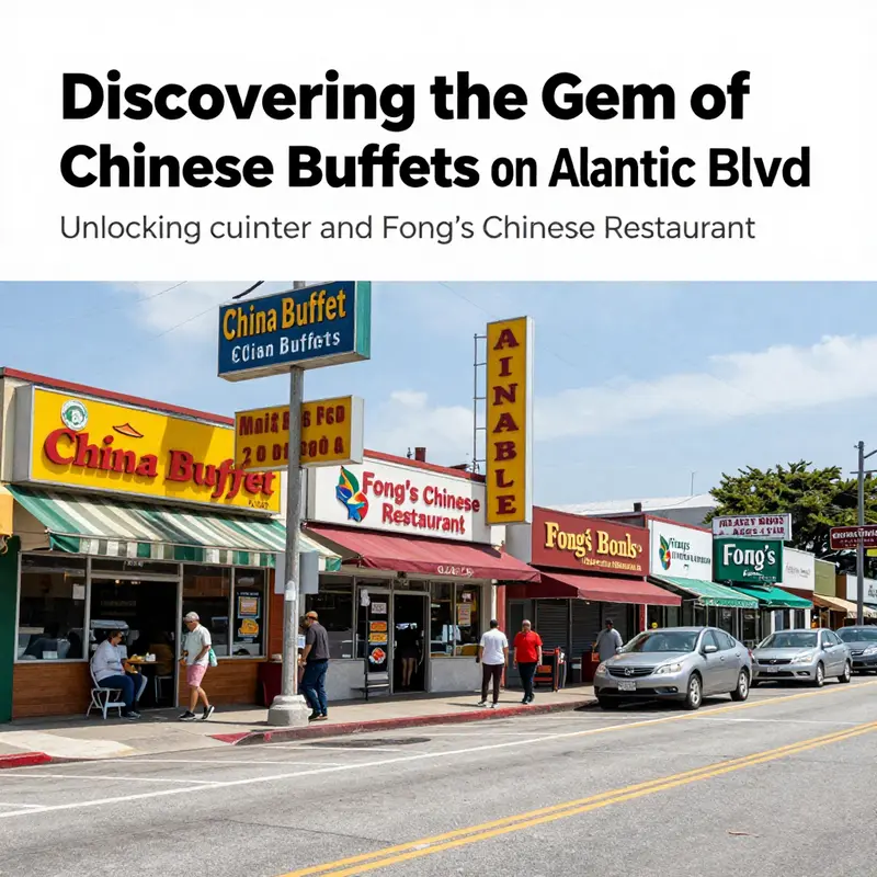 A lively street view of Atlantic Blvd lined with restaurant signage, illustrating the diverse dining options available.