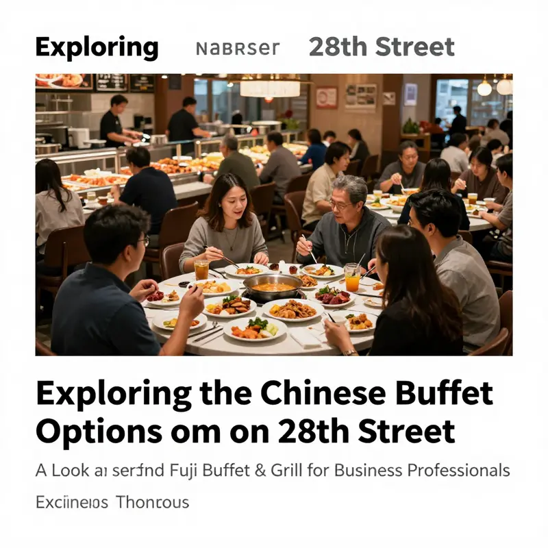 Families and friends enjoying their meal at a buffet on 28th Street, showcasing a communal dining experience.
