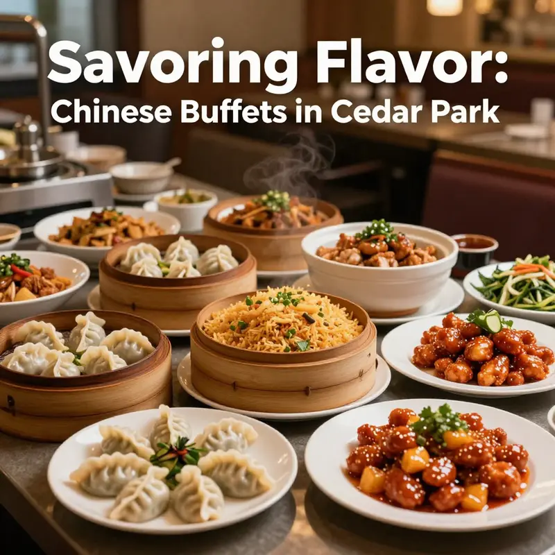 An array of delicious Chinese dishes presented in a buffet style, showcasing Cedar Park’s culinary offerings.