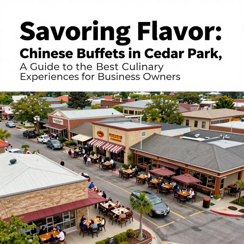 An aerial view of Cedar Park showcasing various restaurant dining areas, emphasizing the lively atmosphere of Chinese buffets.