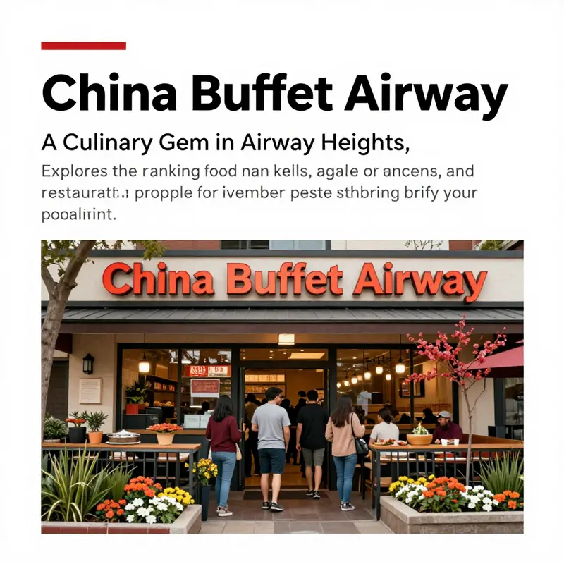 Welcoming entrance of China Buffet Airway with diners entering, showcasing a vibrant restaurant atmosphere.