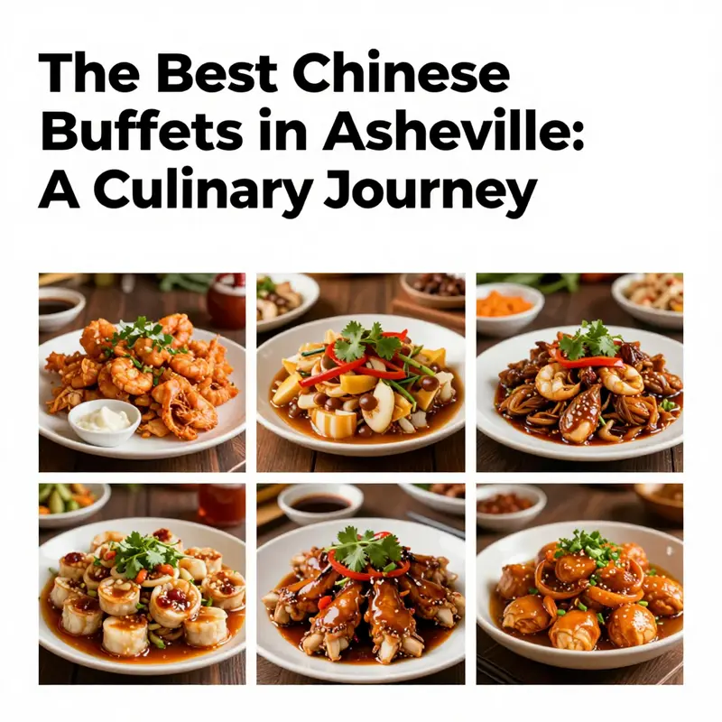 A collage of various dishes from Shogun Buffet, Asian Golden Buffet, and China Taste.