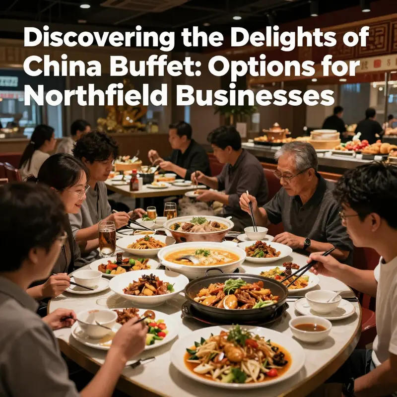 A vibrant restaurant interior at a China Buffet filled with guests enjoying various dishes.
