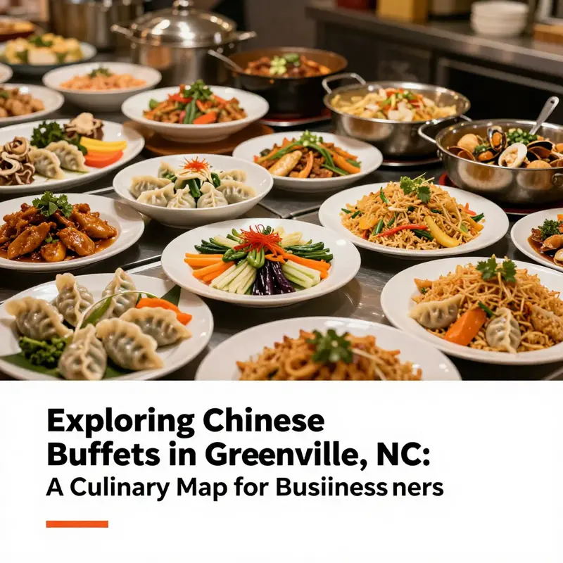 A colorful variety of dishes across popular Chinese buffets in Greenville, NC.