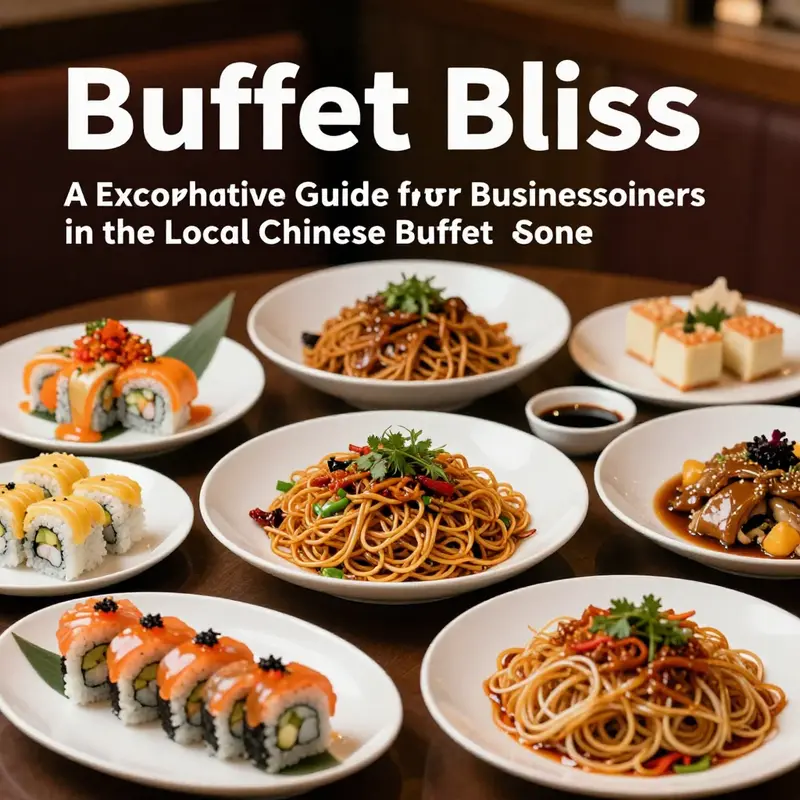 An inviting spread of colorful Chinese buffet dishes including sushi, noodles, and desserts.