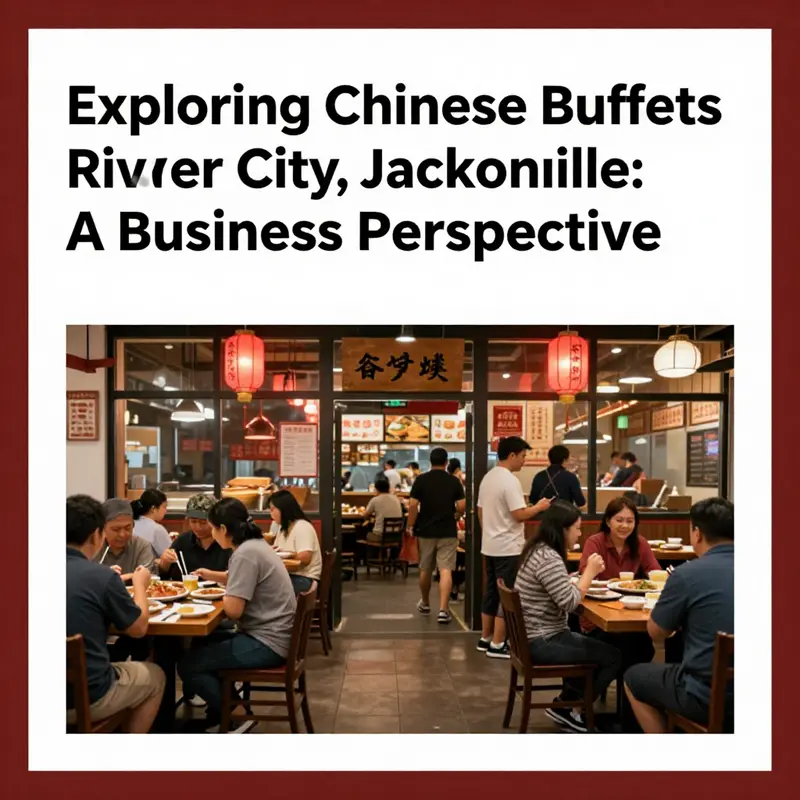 A busy Chinese buffet entrance with guests arriving, reflecting the welcoming nature of dining in River City.
