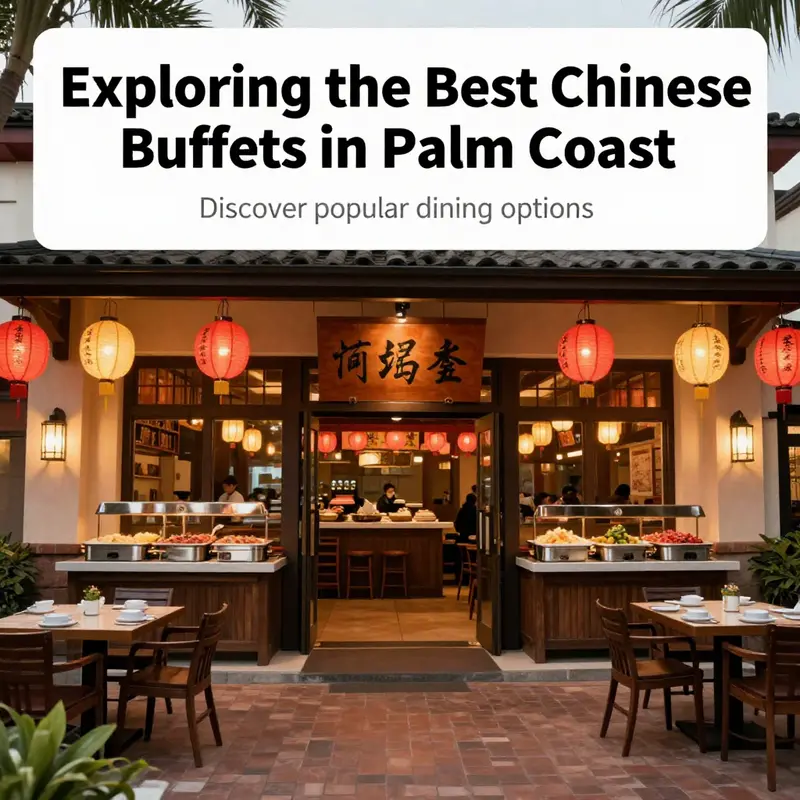 The exterior of a Chinese buffet restaurant in Palm Coast, featuring colorful decorations and inviting ambience.