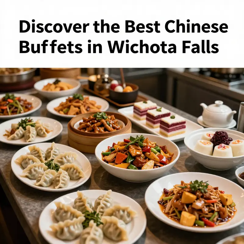 Interior view of a popular Chinese buffet in Wichita Falls, showcasing a variety of dishes.