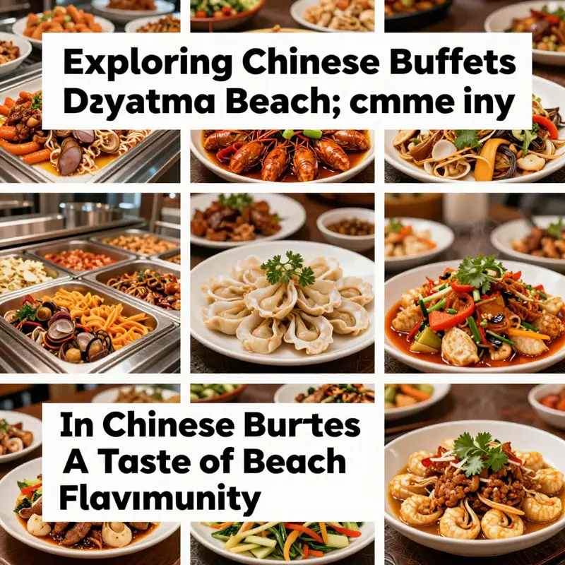 An assortment of colorful Chinese dishes displayed at various buffets in Daytona Beach.