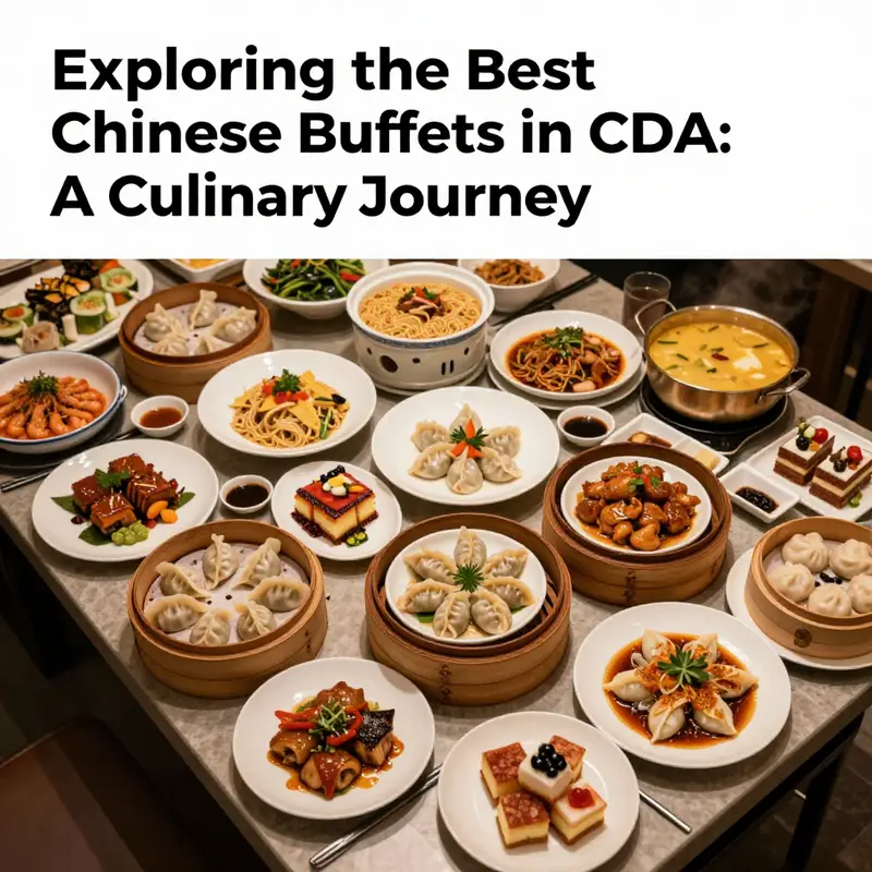 An expansive Chinese buffet layout with a diverse range of colorful and enticing dishes.