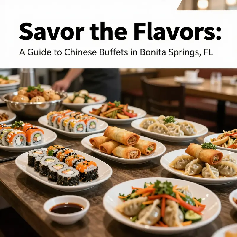 A colorful display of dishes at a renowned Chinese buffet restaurant in Bonita Springs, FL.