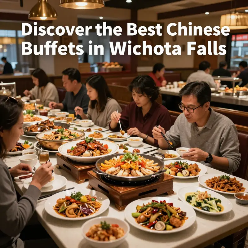 Interior view of a popular Chinese buffet in Wichita Falls, showcasing a variety of dishes.