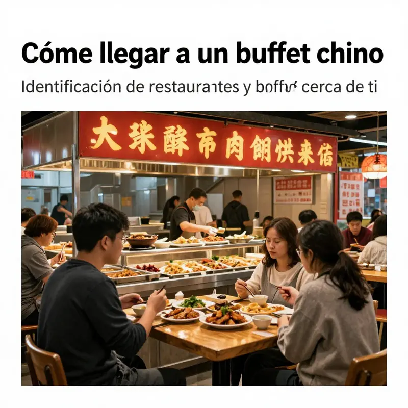 Fachada de un buffet chino popular mostrando su ambiente animado.