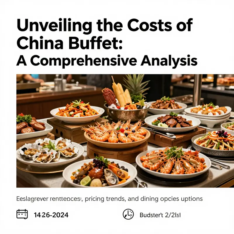 A dynamic cover image depicting a vibrant array of food items at a buffet restaurant in China.