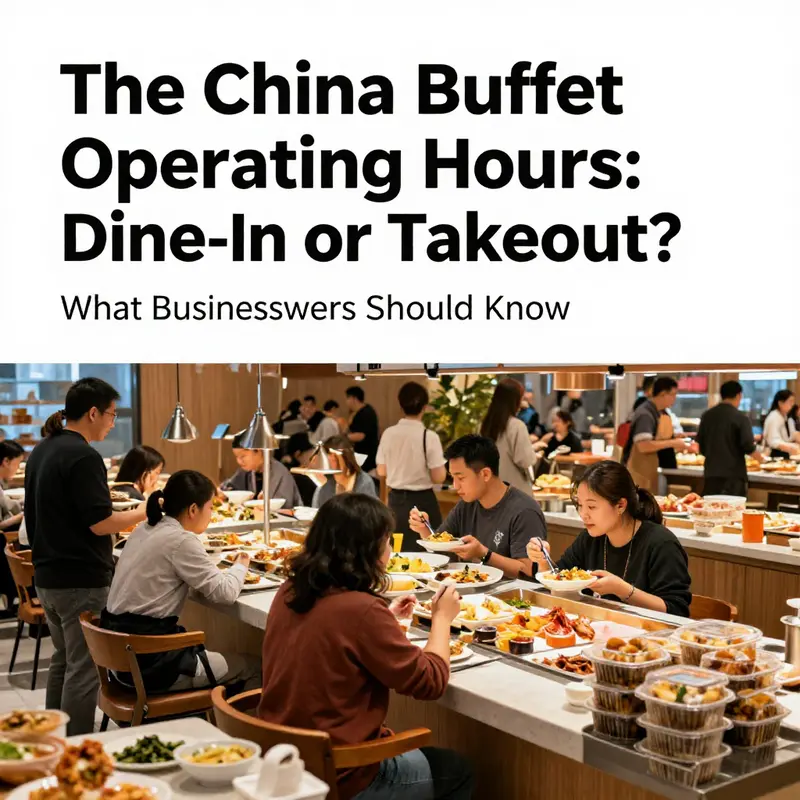 The China Buffet welcomes diners with its inviting exterior and open sign, showcasing its hours.