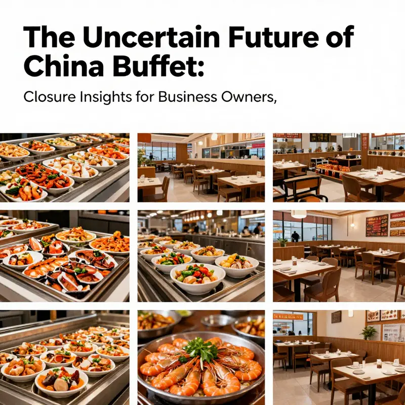 A photographic representation of a vibrant buffet dish selection alongside vacant buffet dining areas, symbolizing current challenges in the restaurant industry.