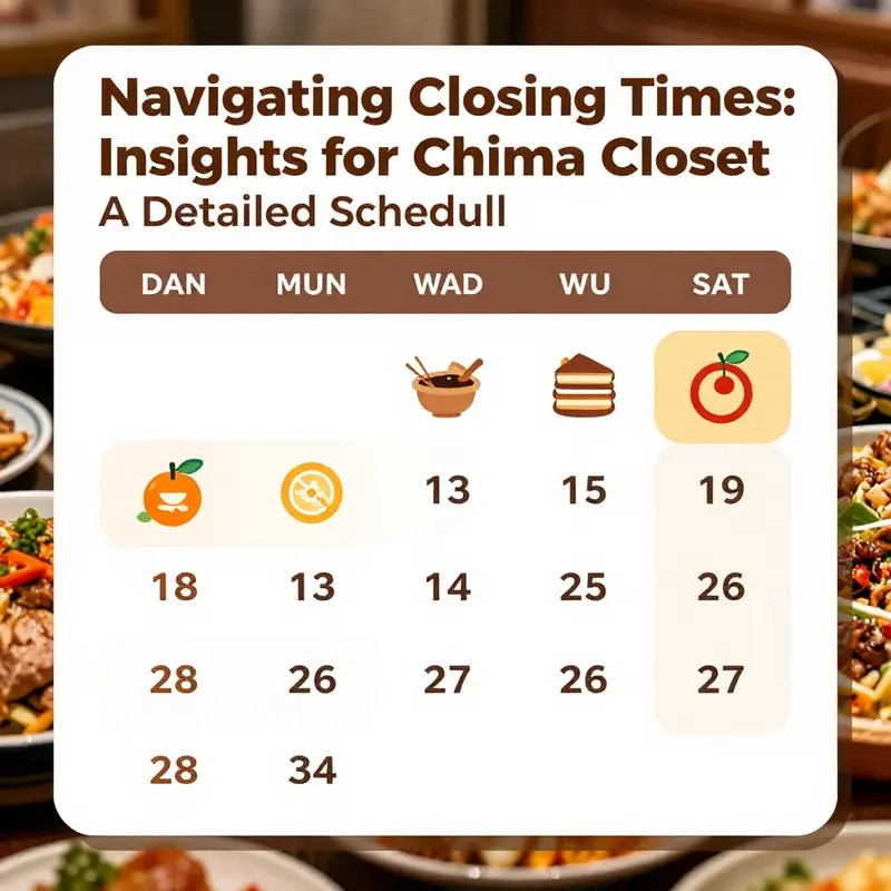 A detailed schedule represents the closing times for China Buffet locations throughout the week.