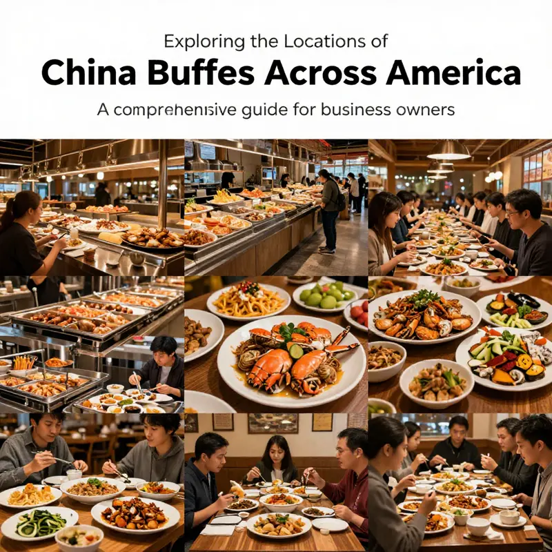 Collage of different China Buffet restaurants in the U.S., showing diners and a variety of dishes.