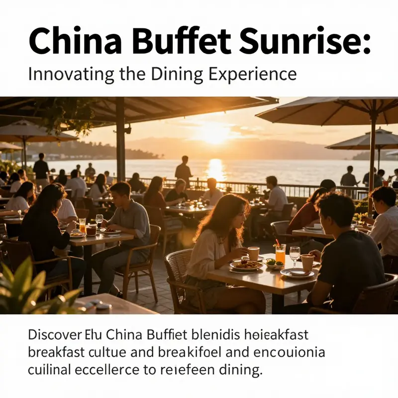 Golden rays of sunrise over China Buffet, highlighting a welcoming and vibrant dining atmosphere.