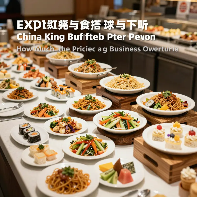 A colorful buffet spread representing the pricing structure of China King Buffet.
