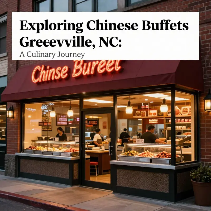 An illuminated Chinese buffet restaurant in Greenville, NC, with colorful lights inviting diners in for a flavorful experience.