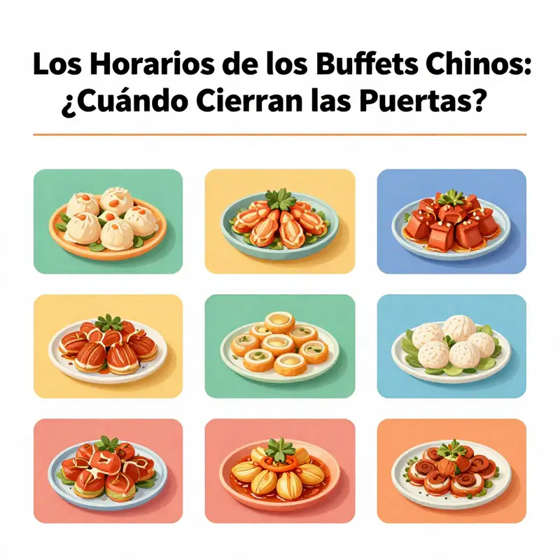 Horarios de operación en un buffet chino, mostrando la diversidad de opciones disponibles.