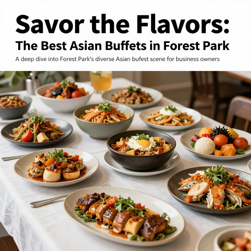 A table filled with a variety of colorful Asian dishes, representing the bounty of Asian buffets.