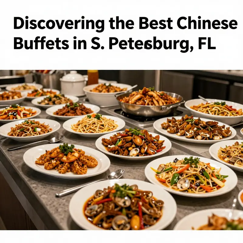 An extensive buffet table filled with various Chinese dishes, illustrating the wide selection offered at buffets in St. Petersburg.