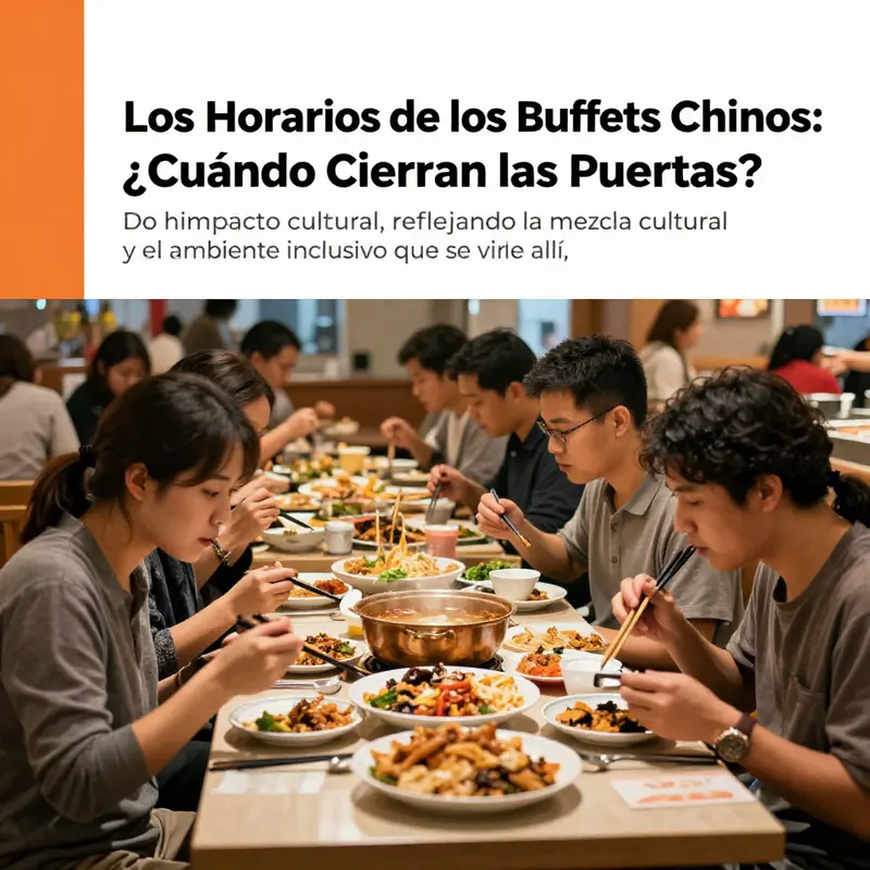 Horarios de operación en un buffet chino, mostrando la diversidad de opciones disponibles.
