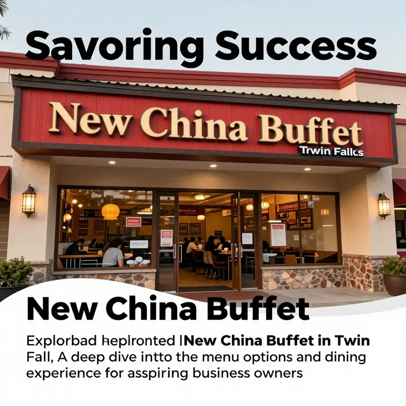 Welcoming entrance and signage of New China Buffet in Twin Falls, Idaho.