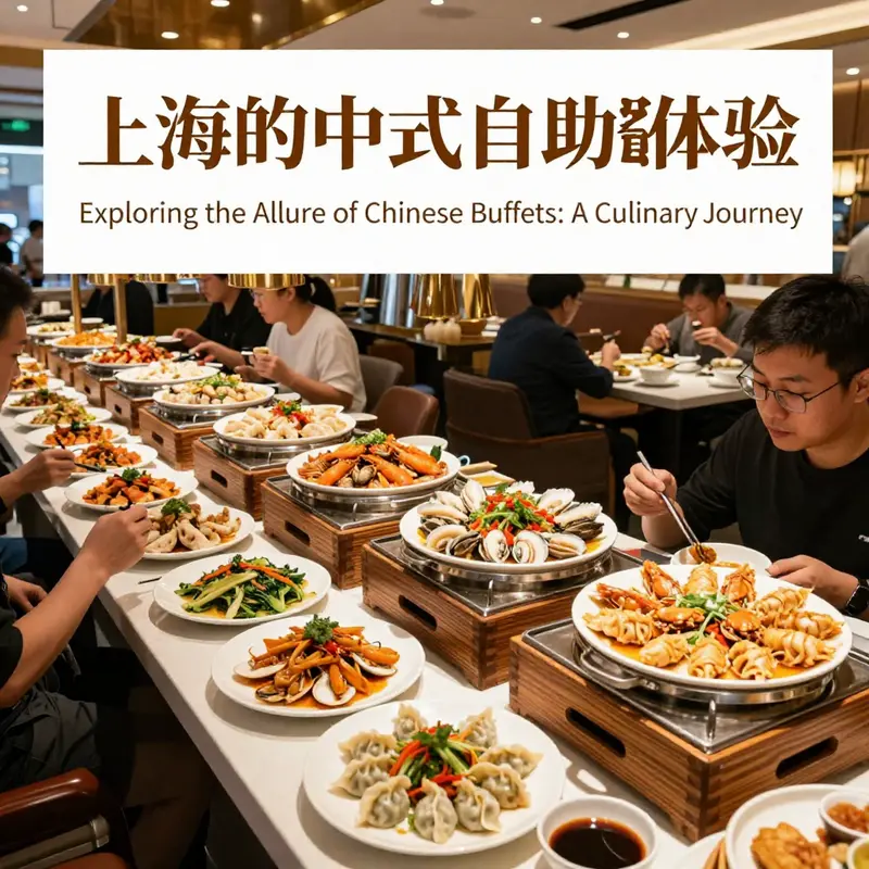A bustling scene from a popular Chinese buffet in Shanghai, highlighting the diverse culinary options available.