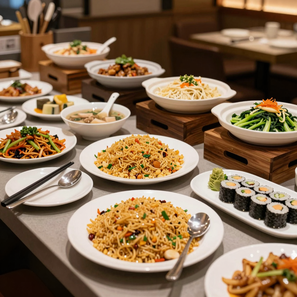 Diverse Chinese Buffet Dishes