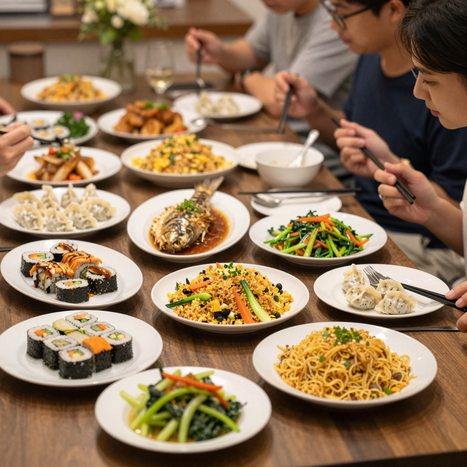 Vibrant Chinese buffet scene