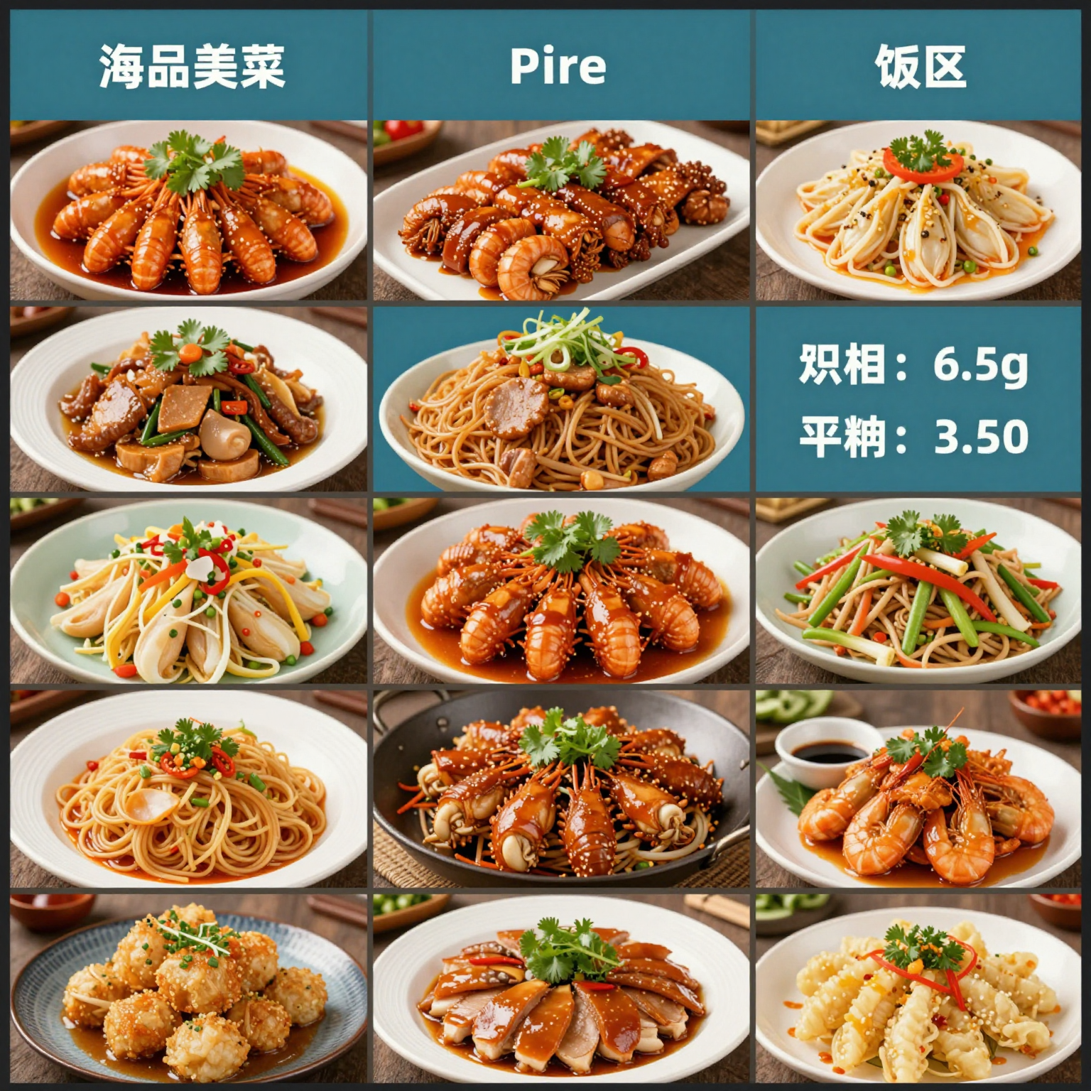 Table of New China Buffet menu items and prices