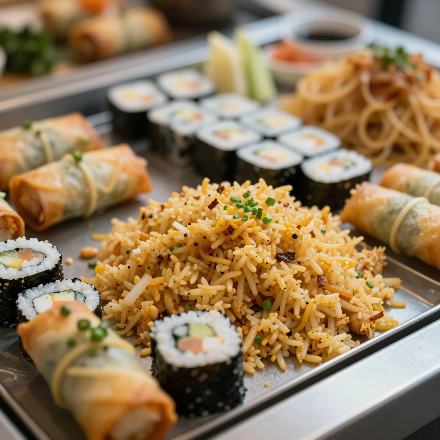 A close-up of a delicious platter from a buffet
