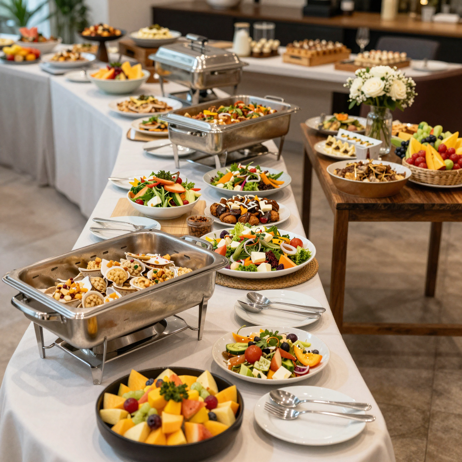 Well-organized buffet setup
