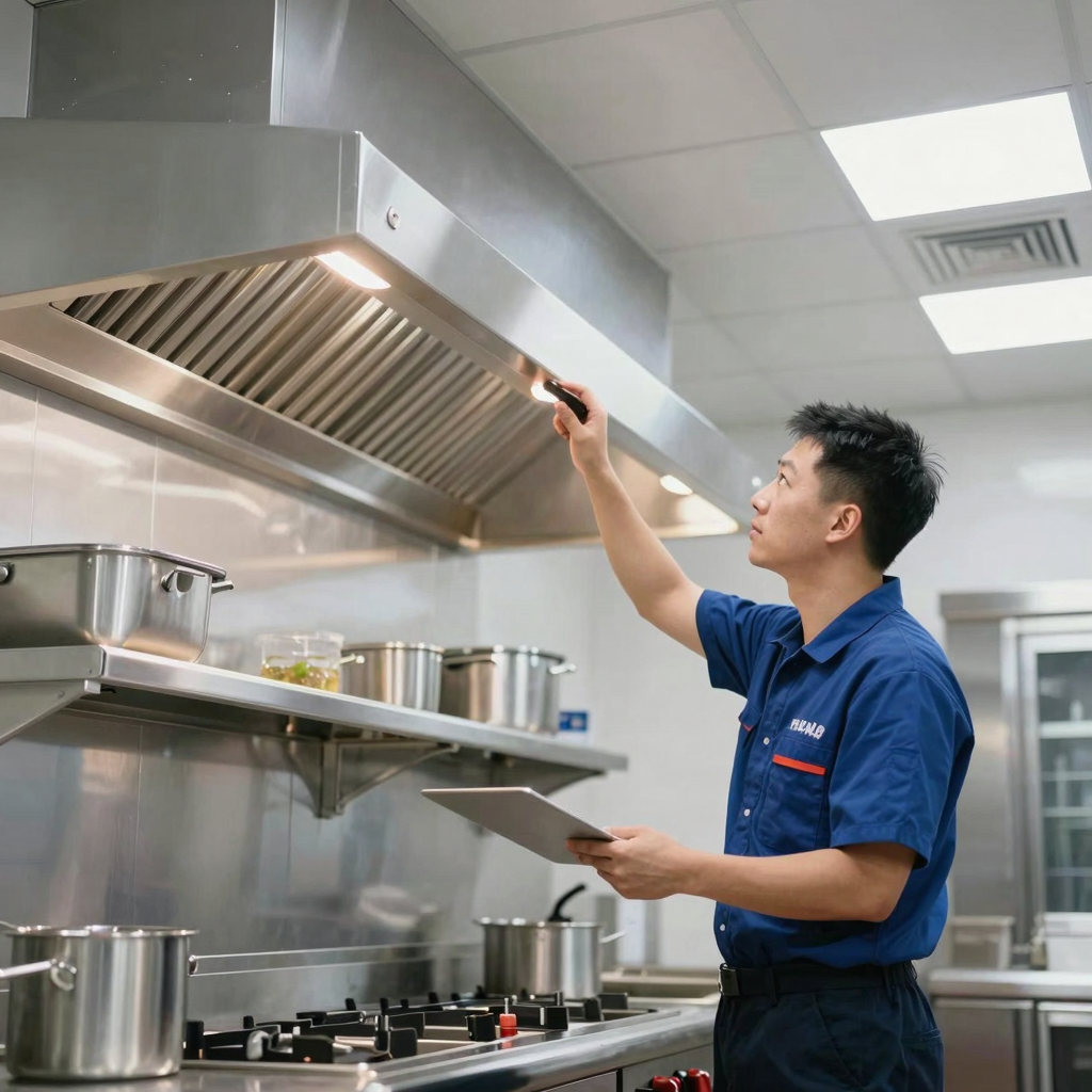 Professional commercial kitchen ventilation system installation