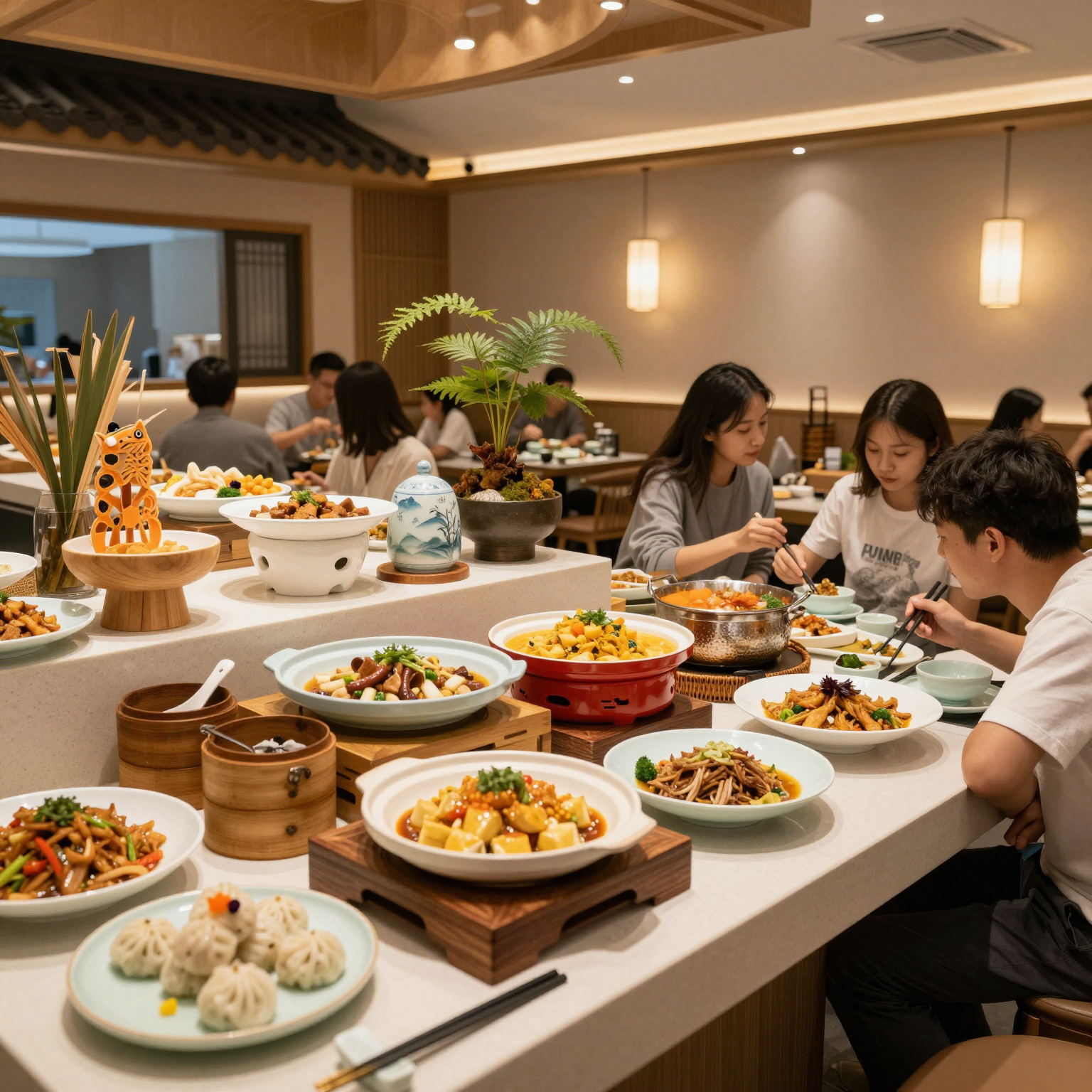 Inviting buffet restaurant interior