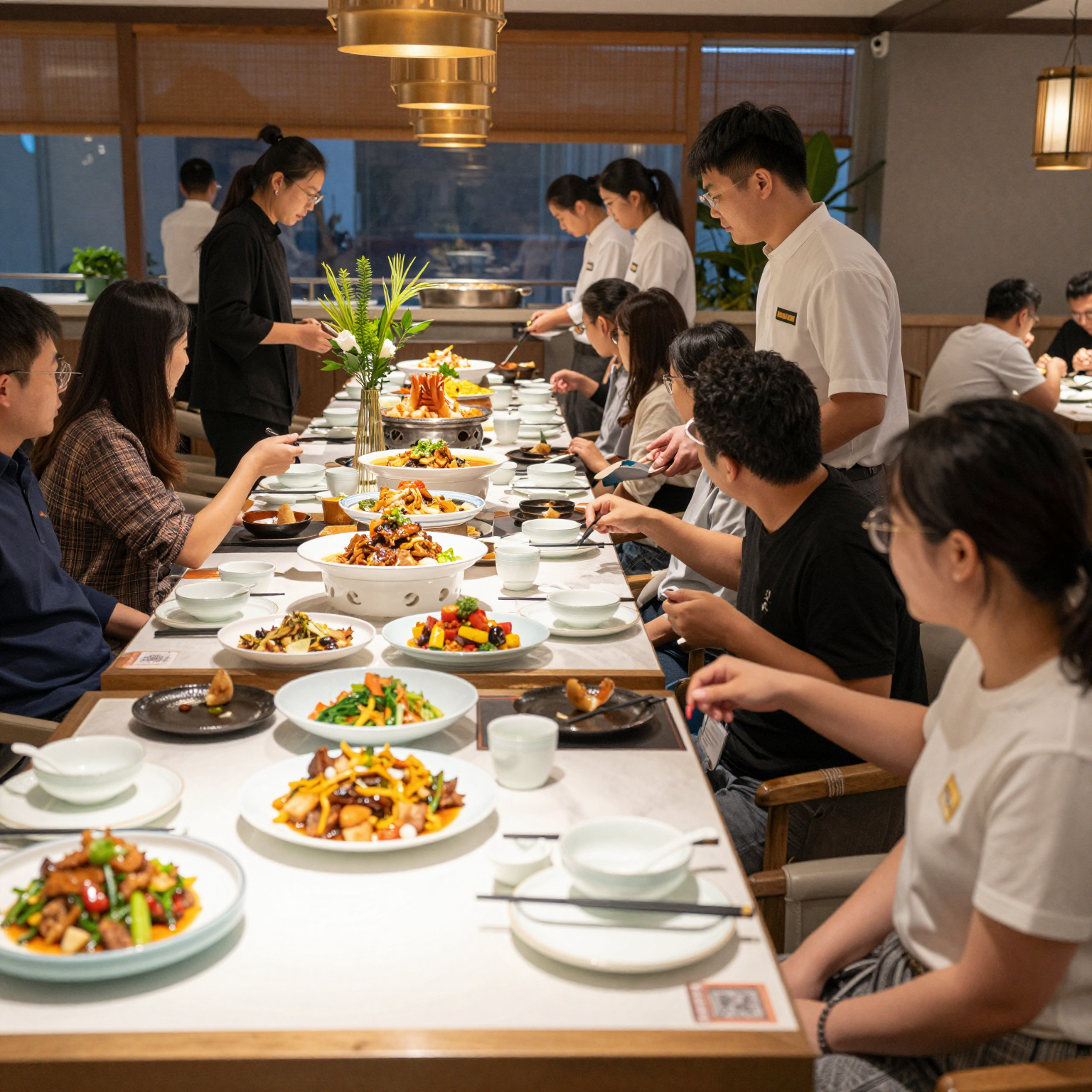 Vibrant buffet setting in a Chinese restaurant