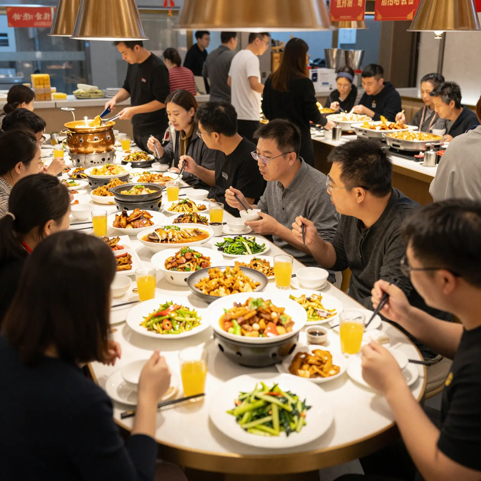 A bustling China buffet restaurant