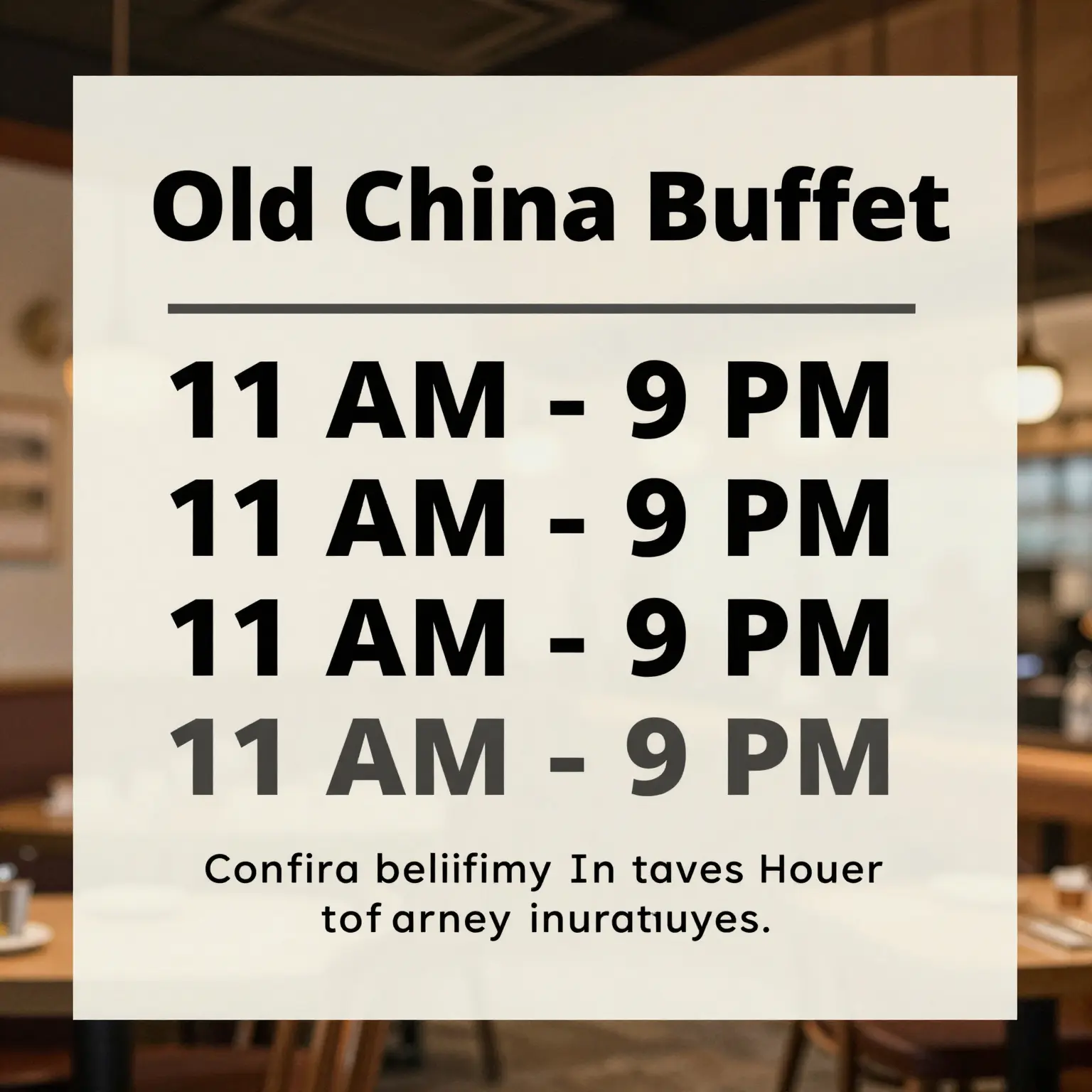 Old China Buffet Delivery Hours
