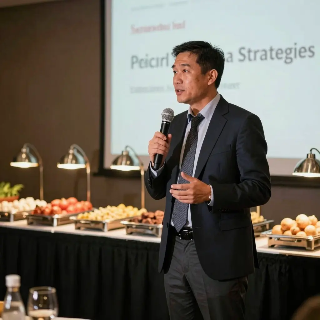Business expert speaking on buffet pricing strategies