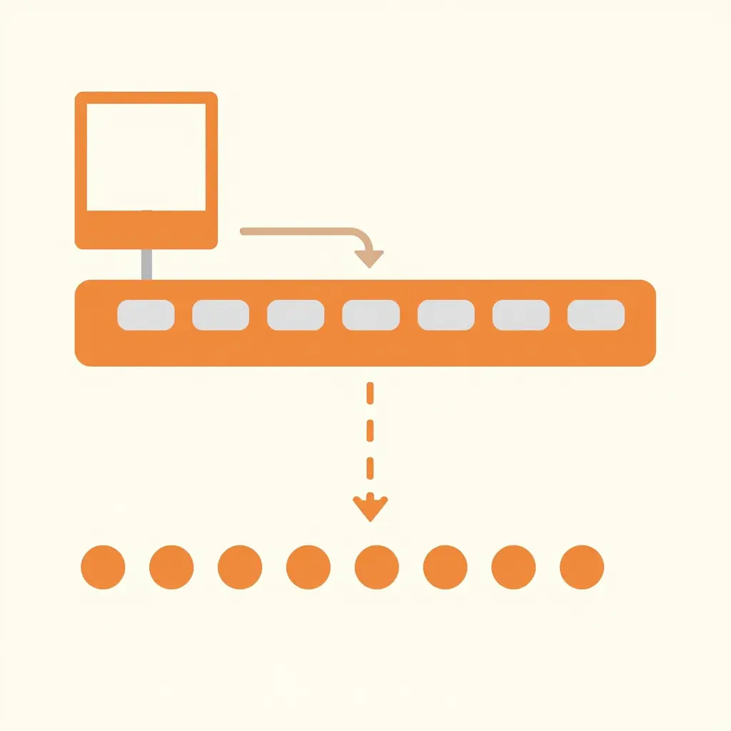 Schematic 2D diagram of a buffet hot line flow showing a prep area, a chafing dish row, the diner serving path, and a refill loop connected by arrows